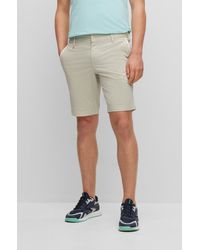 BOSS - Slim-fit Shorts In Printed Stretch-cotton Twill - Lyst