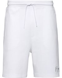 HUGO Shorts de algodón orgánico con logo escrito a mano - Blanco