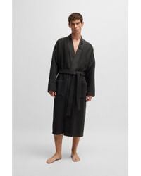 BOSS - Waffle-Structure Dressing Gown With Embroidered Logo - Lyst
