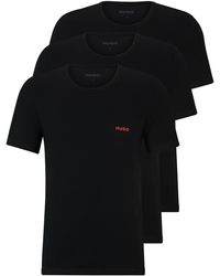 HUGO - T-Shirt RN Triplet P Dreier-Pack T-Shirts aus Baumwolle mit Logos Schwarz L - Lyst