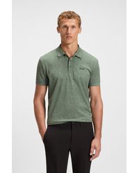 BOSS - Stretch-Cotton Polo Shirt With All-Over Print - Lyst