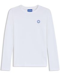 HUGO - Cotton-Jersey Top With Happy Logo Badge - Lyst