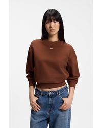 HUGO - Cotton-Terry Sweatshirt With Logo Badge - Lyst