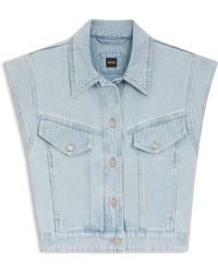 BOSS - Regular-Fit Bodywarmer Van Blauw Gemarmerd Denim - Lyst