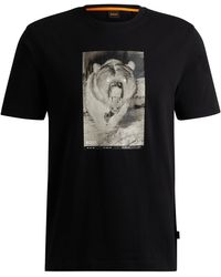 BOSS - Regular-Fit T-Shirt aus Baumwoll-Jersey mit saisonalem Print - Lyst
