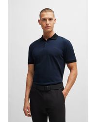 BOSS - Cotton Polo Shirt With Popcorn-structure Stripe - Lyst