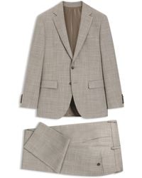 BOSS - Tweedelig Slim-Fit Pak Van Een Mix Van Wol En Zijde Met Dessin - Lyst