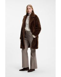 BOSS - Teddy Coat With Adjustable Collar - Lyst