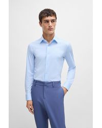BOSS - Slim-fit Shirt In Structured Performance-stretch Material - Lyst