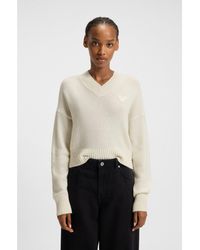 HUGO - V-Neck Sweater With Rear Happy Heart - Lyst
