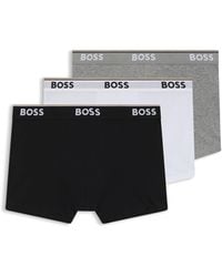 BOSS - Three-Pack Of Stretch-Cotton Trunks With Logo Waistbands - Lyst