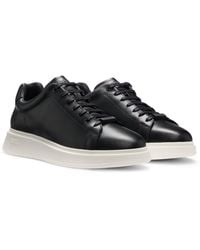 BOSS - Bulton Runn Polished Leather Trainers With Rubber Outsole Nos - Lyst