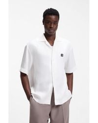 HUGO - Oversized-Fit Shirt With Stacked-Logo Trim - Lyst
