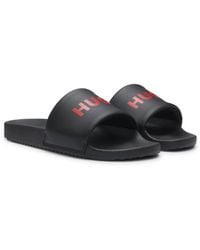 HUGO - Slides With Padded Strap And Contrast Logo - Lyst