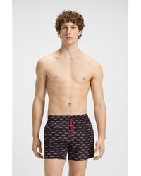 HUGO - Swim Shorts With All-Over Split-Logo Print - Lyst