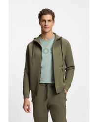 BOSS - Regular-Fit Zip-Up Hoodie With Jacquard Stripes - Lyst