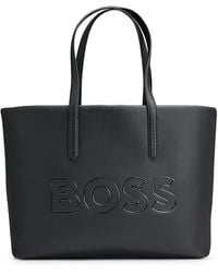 BOSS - Shopper aus genarbtem Kunstleder mit Outline-Logo - Lyst