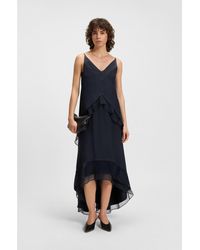 BOSS - Layered Satin Dress With Silk Inserts - Lyst