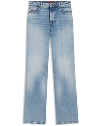 HUGO - Vaqueros De Pernera Ancha En Tejido Vaquero Elástico Azul - Lyst