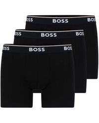 BOSS - Three-pack Of Stretch-cotton Boxer Briefs With Logos - Lyst