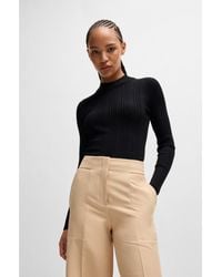 HUGO - Slim-Fit Sweater With Irregular Ribbed Structure - Lyst