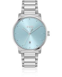 BOSS - H-link-bracelet Watch With Light-blue Dial - Lyst
