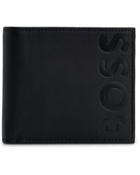 BOSS - Geldbörse aus genarbtem Leder mit Münzfach und Logo-Prägung - Lyst