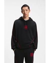 HUGO - X Rb Stretch-Cotton Hoodie With Bull Motif - Lyst