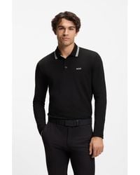BOSS - Long-Sleeved Cotton Piqué Polo Shirt - Lyst