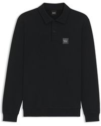 BOSS - Equestrian Stretch-Cotton Knit Polo With Logo Patch - Lyst