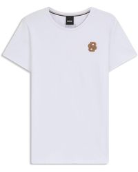 BOSS - Equestrian Stretch-Cotton T-Shirt With Double B Monogram - Lyst
