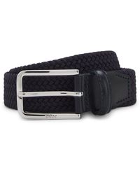 BOSS - Woven Belt With Leather Facings - Lyst