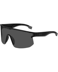BOSS - Black Mask-style Sunglasses With Branded Temples And Bridge - Lyst