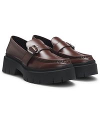 HUGO - Mocassins En Cuir Avec Bride À Boucle - Lyst