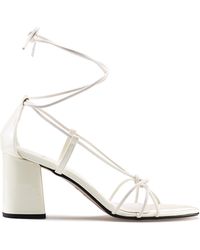 BOSS by HUGO BOSS Italian-leather Sandals With Slender Strap And Block Heel - White