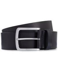 BOSS - Italian-Leather Belt With Logo-Engraved Buckle - Lyst