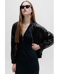 HUGO - Relaxed-fit Bomber Jacket In Faux Leather - Lyst