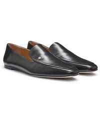 BOSS - Leather Loafers With Double B Monogram Trim - Lyst