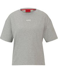 HUGO - Relaxed-fit T-shirt With Contrast Logo In Soft Jersey - Lyst