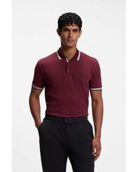 BOSS - Cotton Piqué Polo Shirt With Logo Details - Lyst