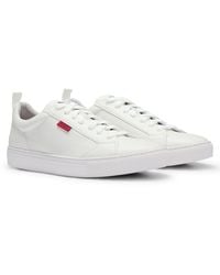 HUGO - Cupsole Trainers In Faux Leather With Logo Flag - Lyst