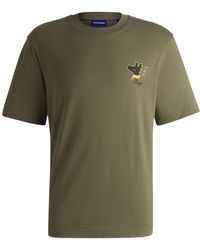 HUGO - T-Shirt Aus Baumwoll-Jersey Mit Grafik-Prints - Lyst