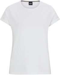 BOSS - T-Shirt aus Baumwoll-Jersey mit umgeschlagenen Ärmelbündchen - Lyst