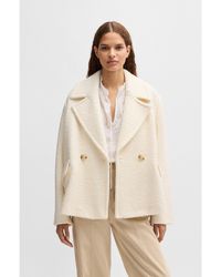 BOSS - Loose-Fit Bouclé Coat With Double-Breasted Closure - Lyst