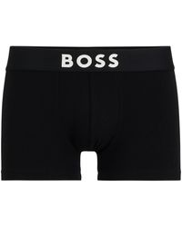BOSS - Eng anliegende Boxershorts aus Stretch-Baumwolle mit kurzem Bein und Logo am Bund - Lyst