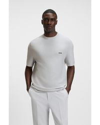 BOSS - Rib-Knit Sweater With Logo Detail - Lyst