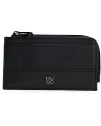 HUGO - Leather Card Holder With Stacked Logo - Lyst