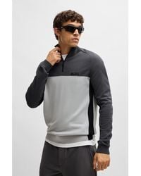 BOSS - Cotton-Blend Regular-Fit Sweater With Colour-Blocking - Lyst