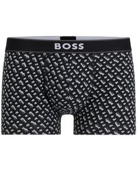 BOSS - Boxer court coupe Regular Rise en coton stretch avec imprimé de la saison - Lyst