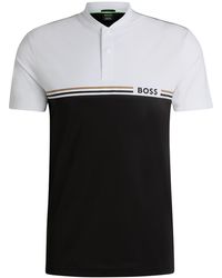 BOSS - X Matteo Berrettini Slim-fit Polo Shirt With Bomber Collar - Lyst